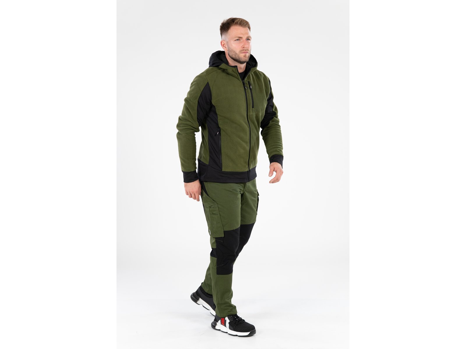 JACHETA FLEECE CU GLUGA SARNA VERDE M - imagine 5