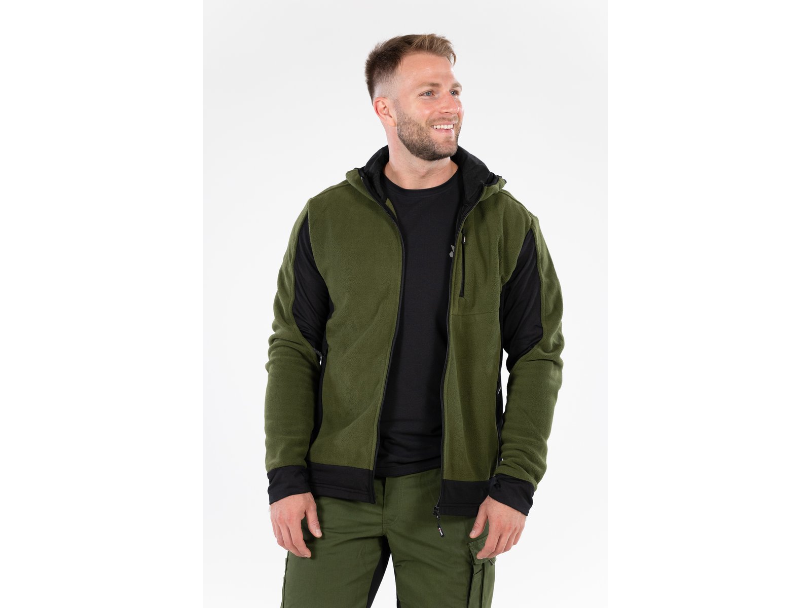 JACHETA FLEECE CU GLUGA SARNA VERDE M - imagine 3