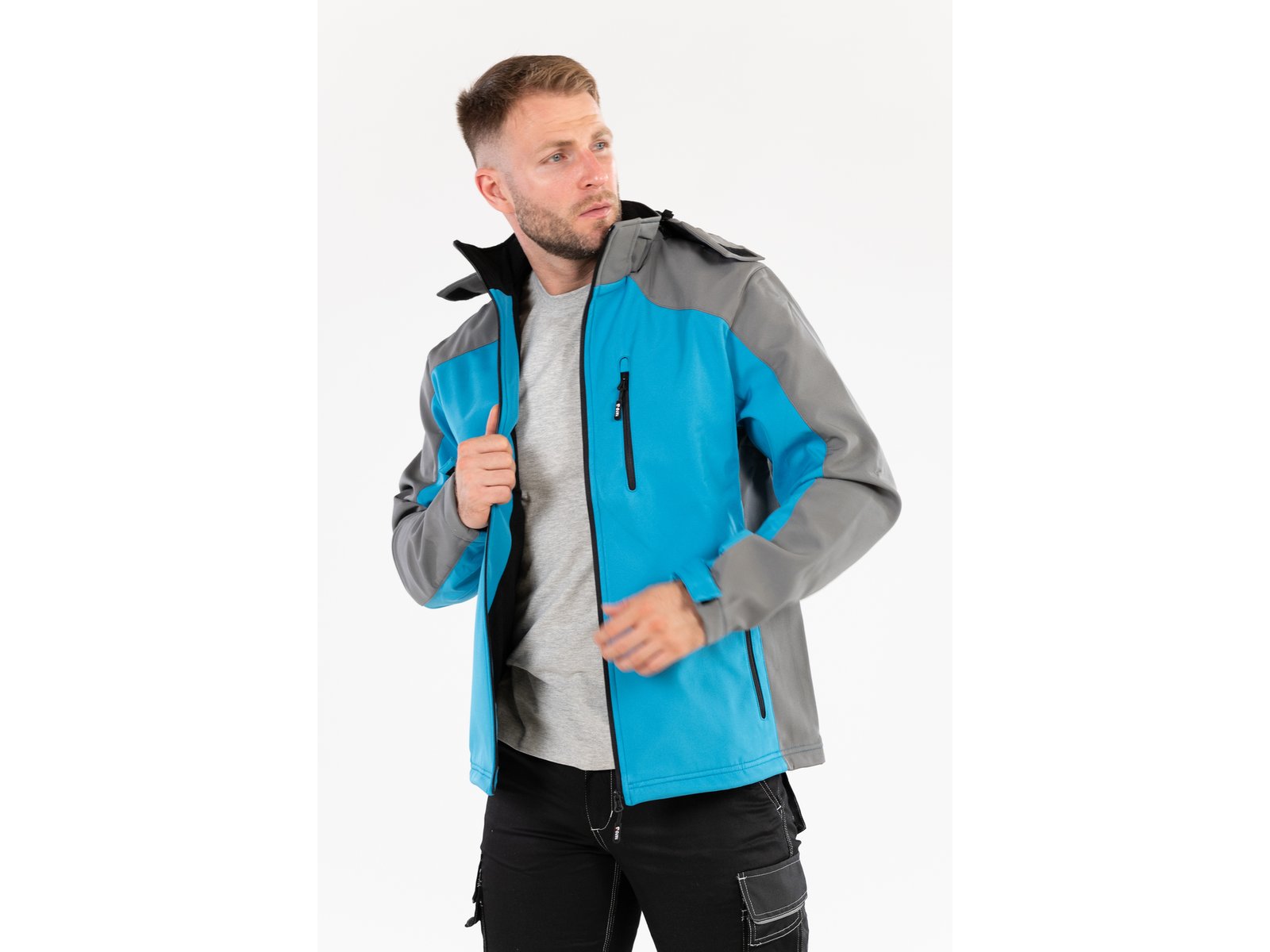 JACHETĂ CU GLUGĂ, SOFTSHELL, XL - imagine 3