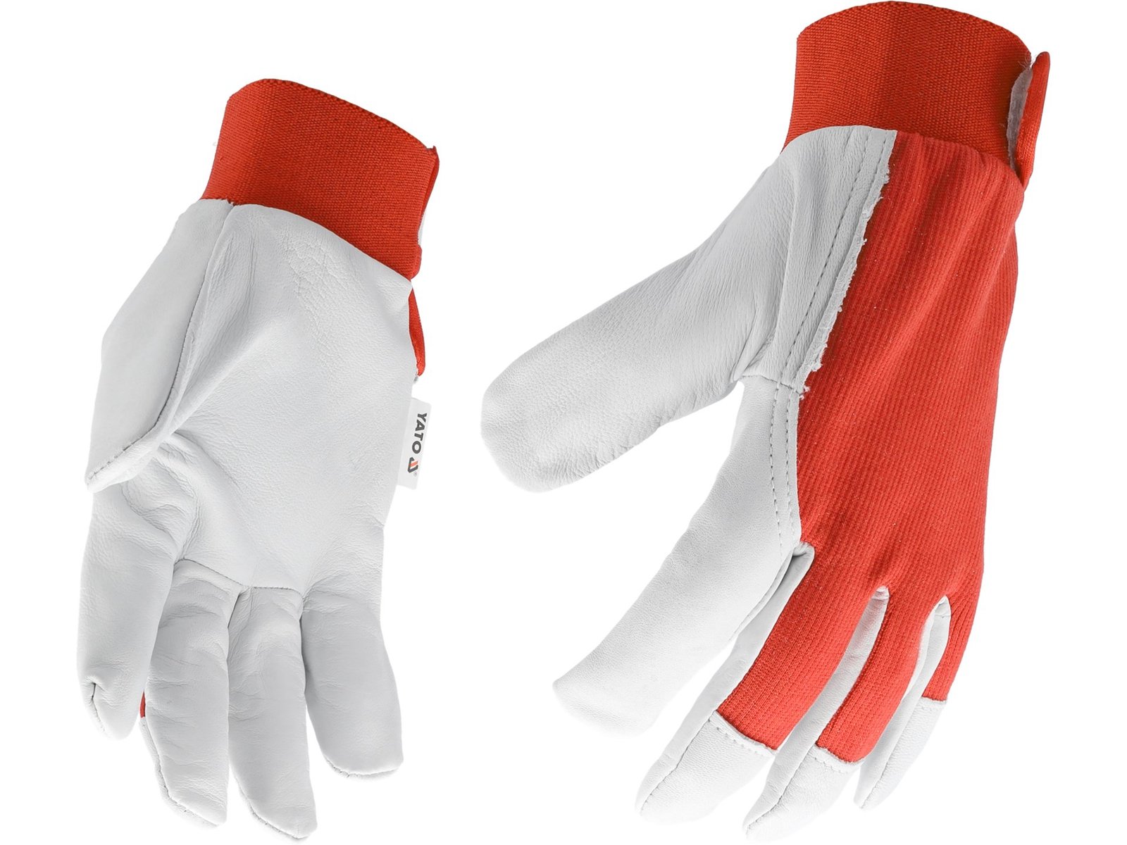 MĂNUȘI DE LUCRU, BUMBAC / PIELE, MĂRIME 8, ROȘU - imagine 2